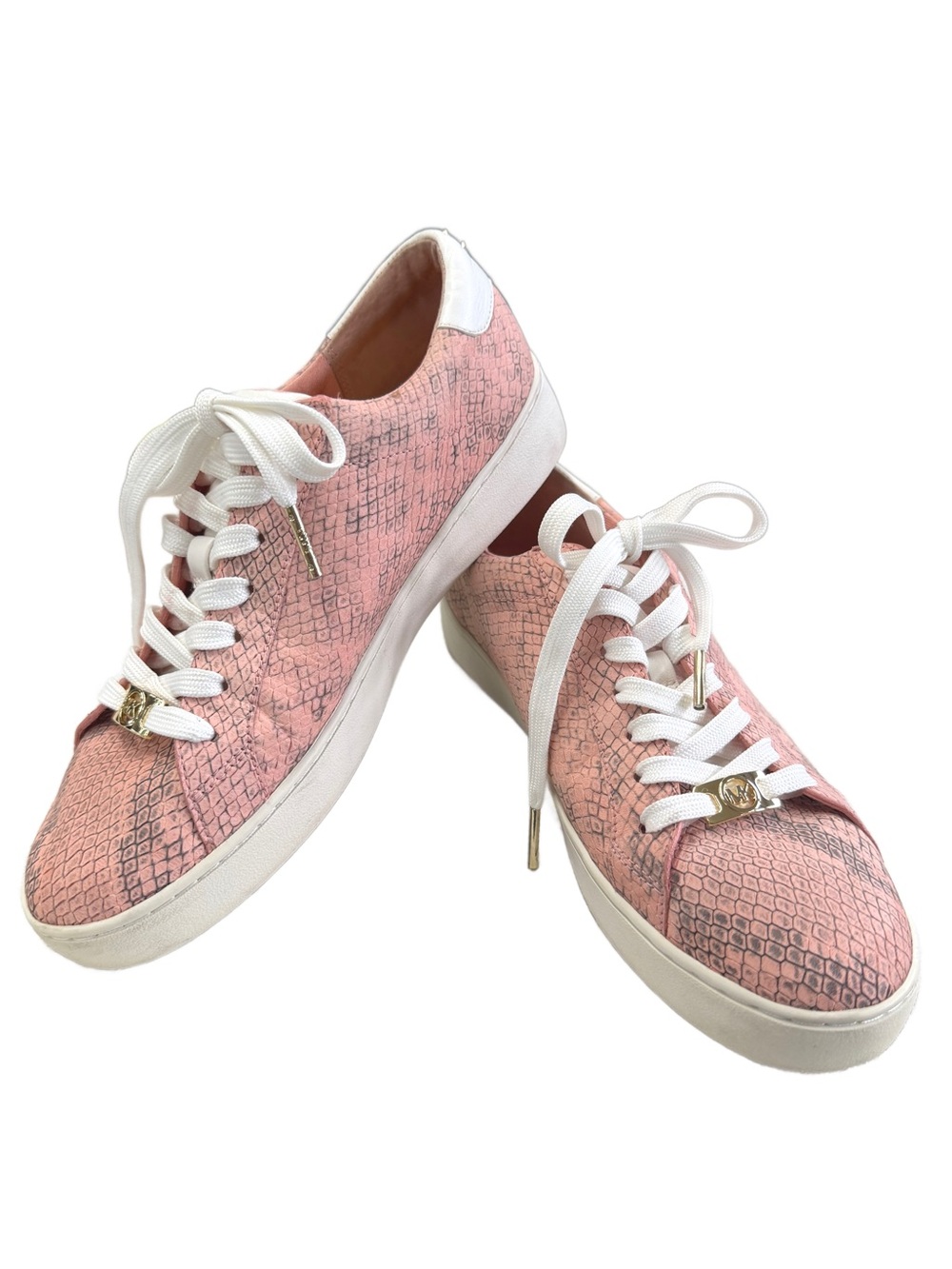 Michael Kors Pink Snakeskin Leather Keaton Sneakers Sz 7M